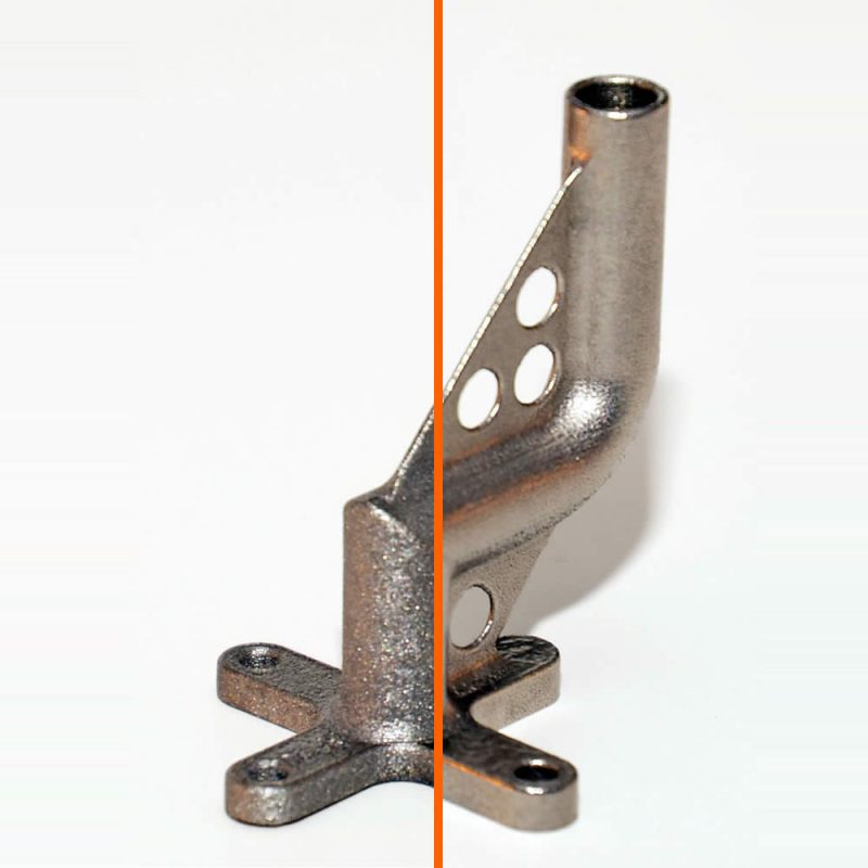 Metal 3D Printed Part before after surface finish process