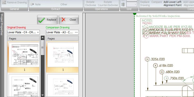 Inspection Drawing Comparison