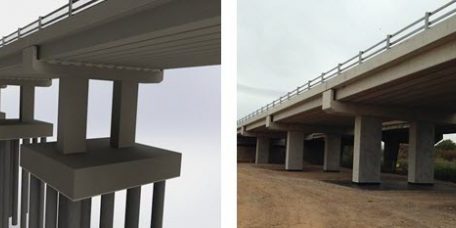 ‘Before’ and after: a SOLIDWORKS render of a bridge compared to a photograph of the bridge taken immediately following construction
