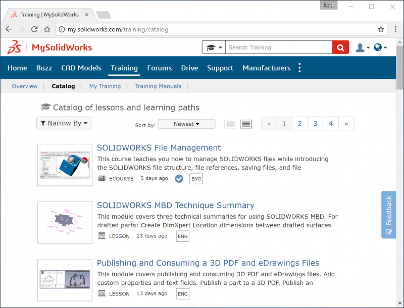 MySolidWorks Lessons & Learning Paths